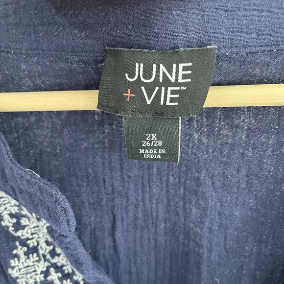 June + Vie Women’s Navy Plus Size Embroidered Boardwalk Dress Size 2X V22 - Picture 5 of 5